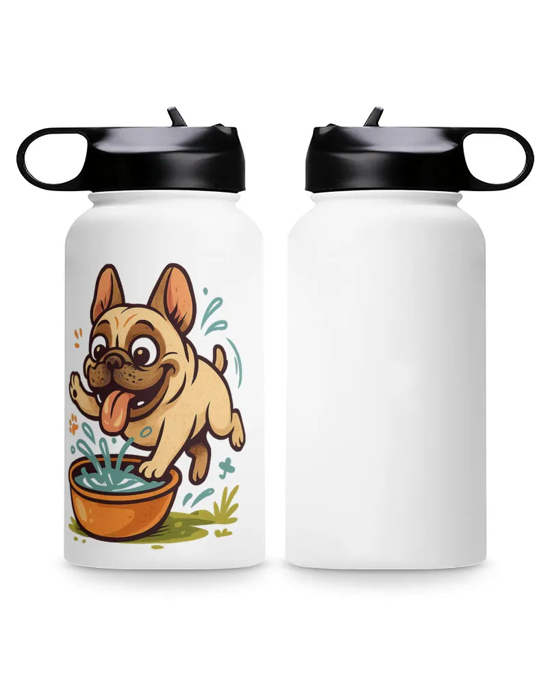 French Bulldog Graphic Stainless Steel Water Bottle BPA-Free