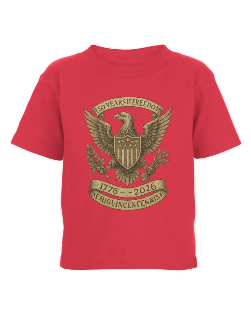 1776–2026 Patriotic Eagle Crest Toddler Cotton Jersey Tee