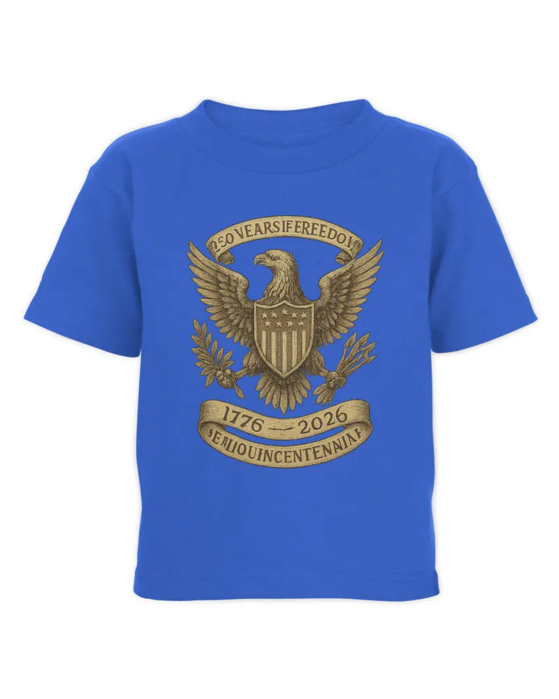 1776–2026 Patriotic Eagle Crest Toddler Cotton Jersey Tee