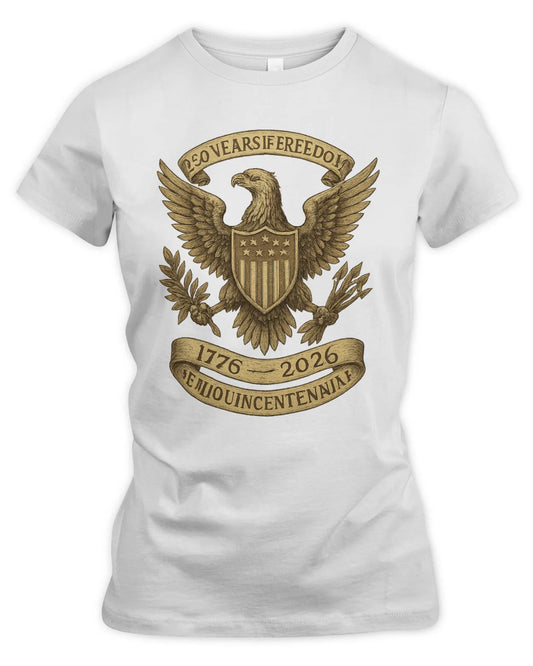 1776–2026 Patriotic Eagle Crest Women's Semiquincentennial Tee