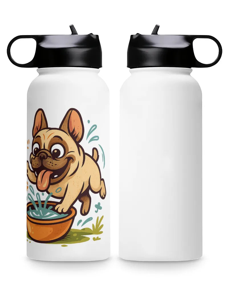 French Bulldog Graphic Stainless Steel Water Bottle BPA-Free